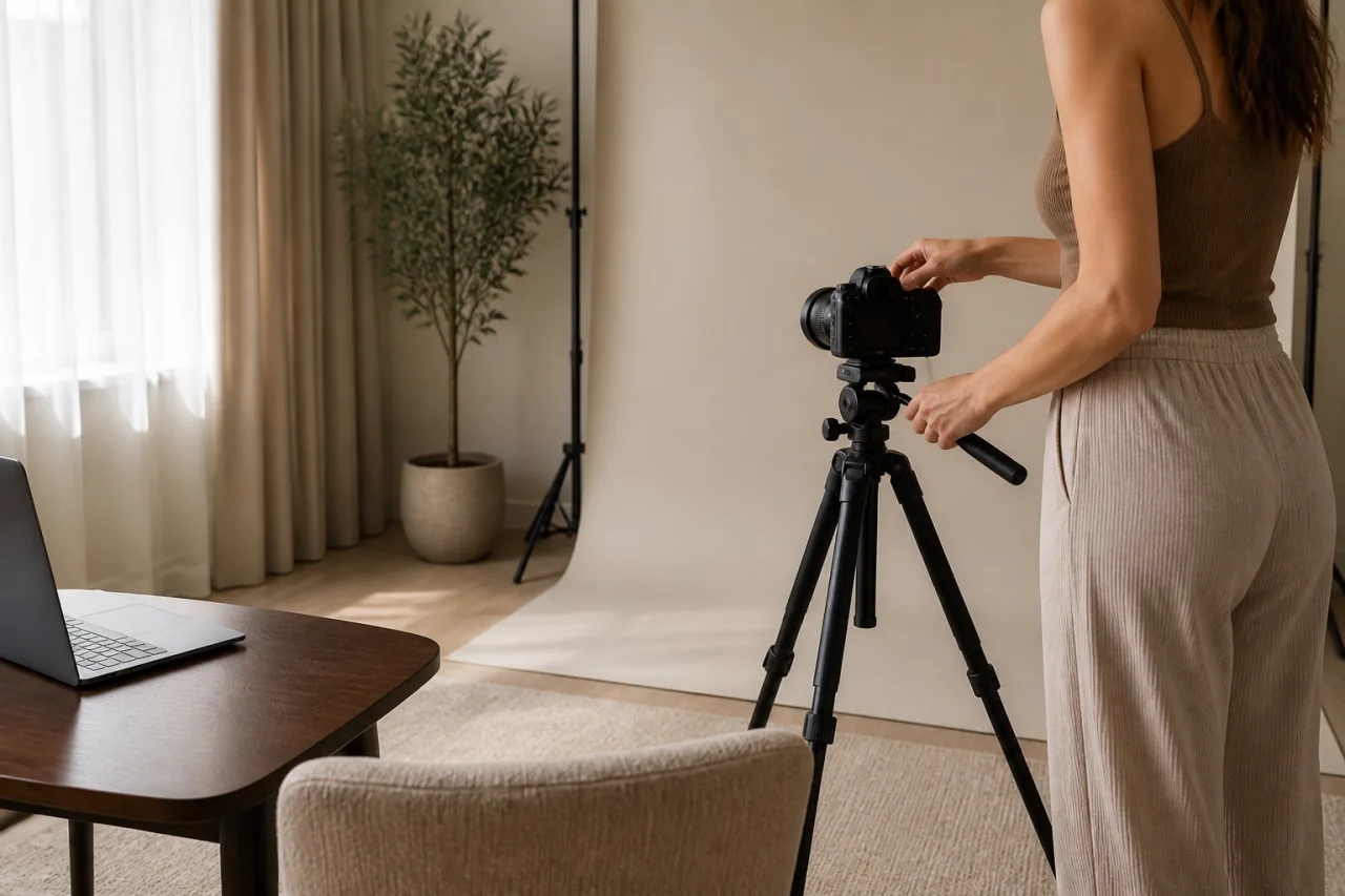 Privacy-conscious setup for taking feet photos at home