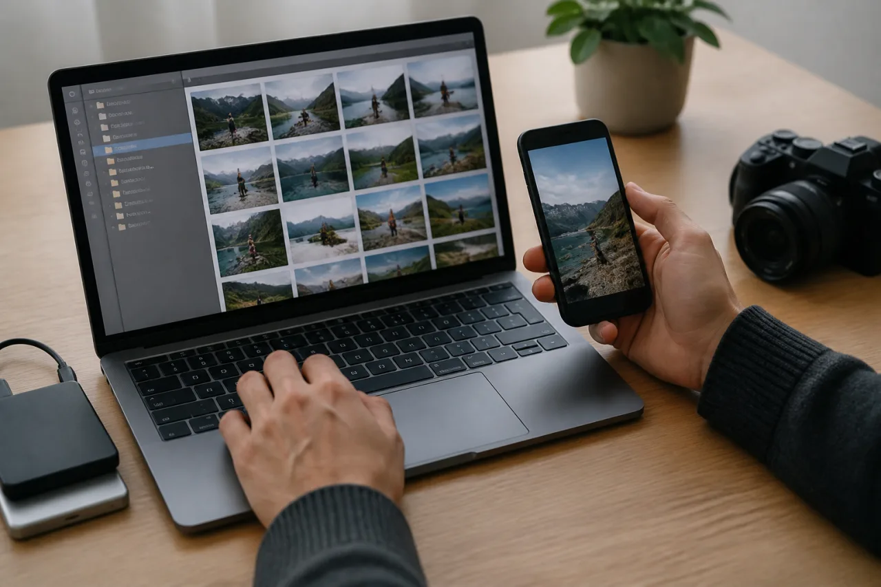 Verifying a cleaned photo file on a computer before uploading
